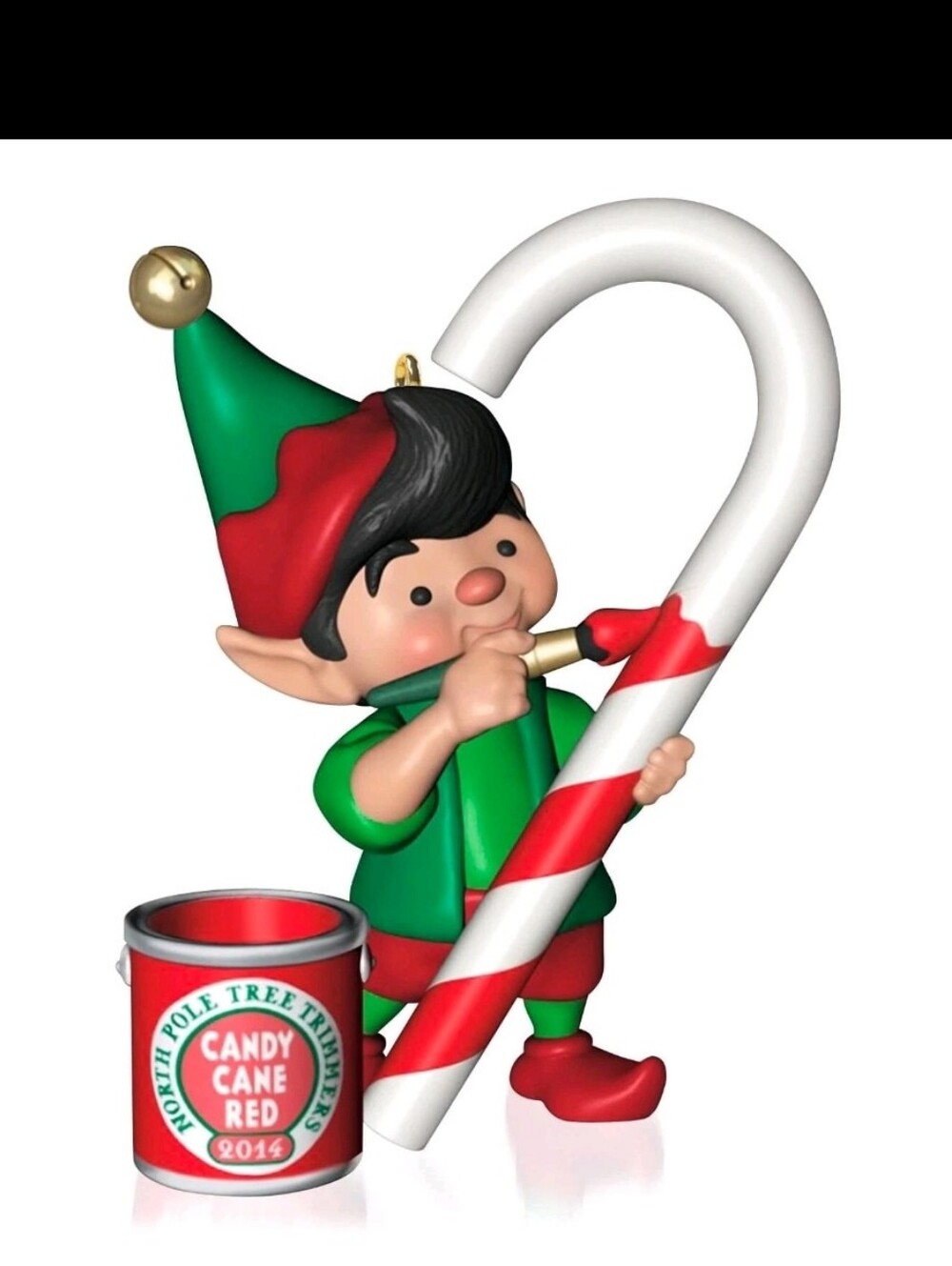 Hallmark Keepsake 2014 North Pole Tree Trimmers Candy Cane Elf Ornament #2